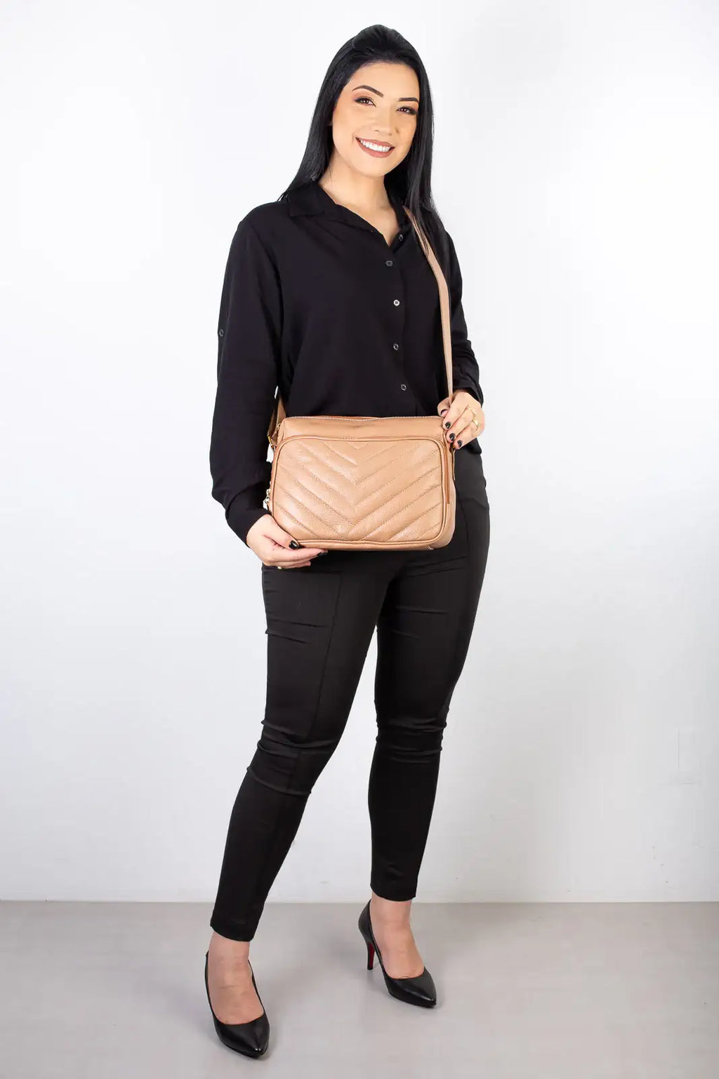 Bolsa de couro liso tiracolo Anita - Enluaze