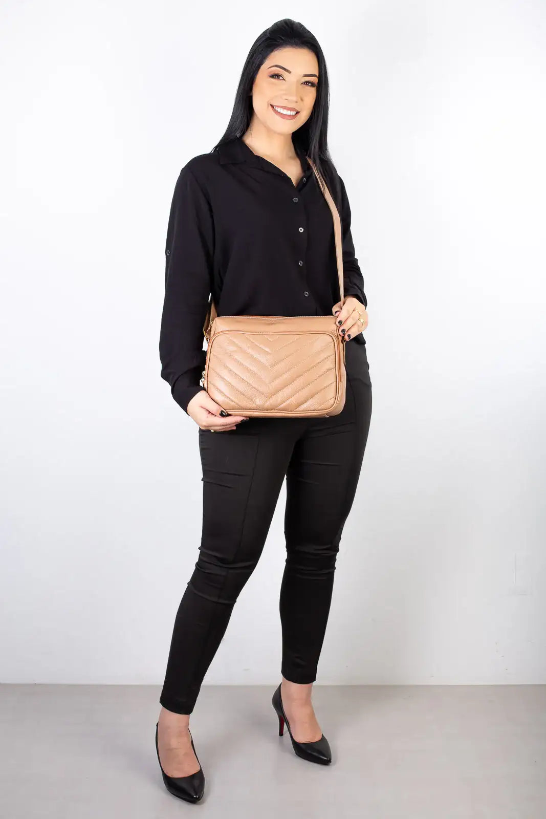 Bolsa de couro liso tiracolo Anita - Enluaze