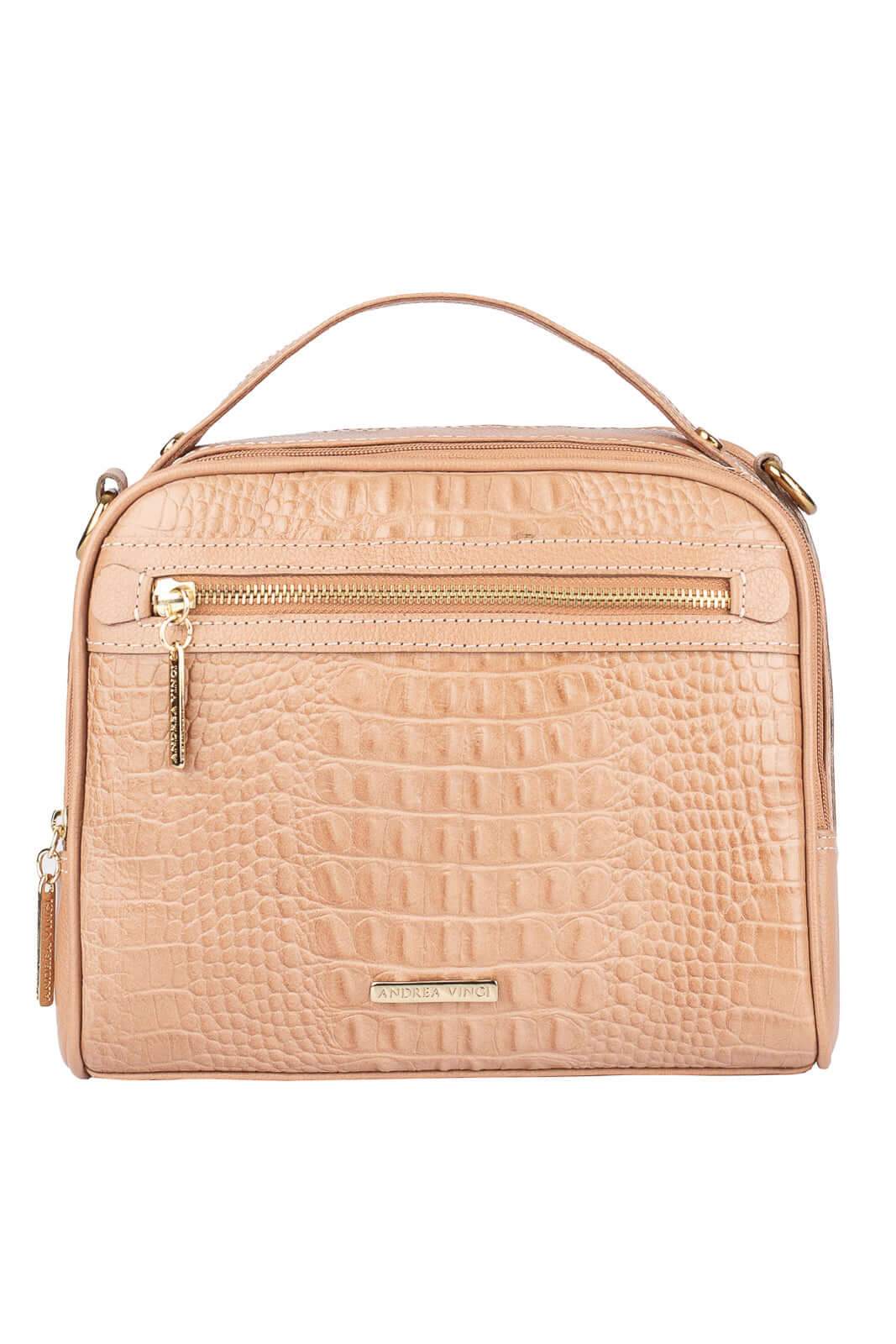 Bolsa baú pequena de couro croco Lara - Enluaze