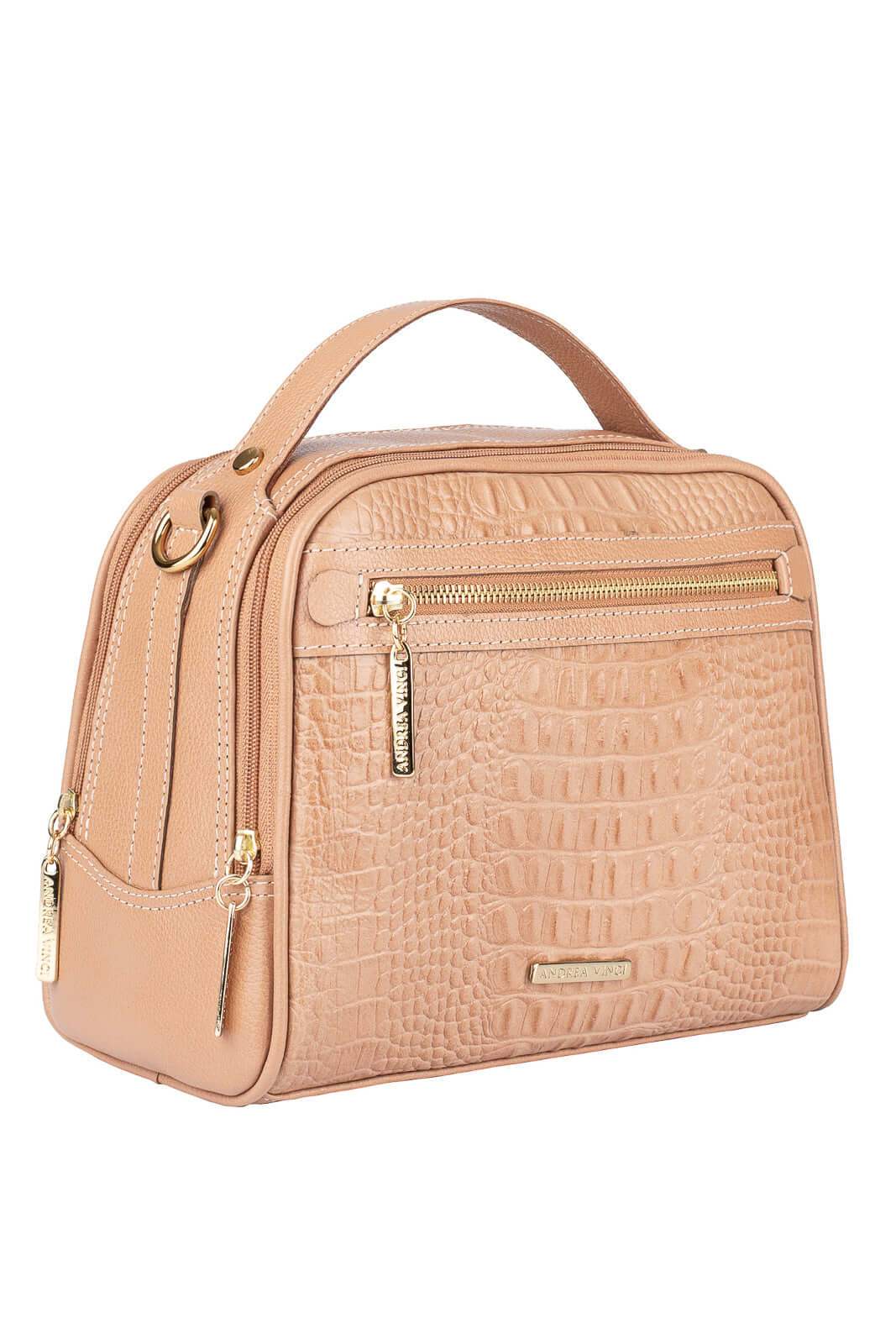 Bolsa baú pequena de couro croco Lara - Enluaze