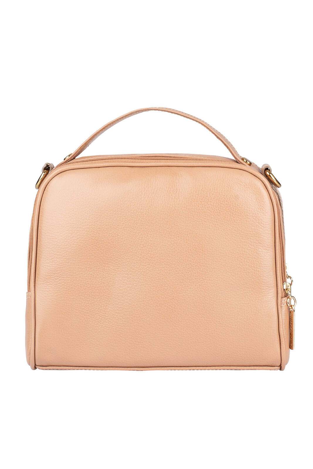 Bolsa baú pequena de couro liso Lara - Enluaze