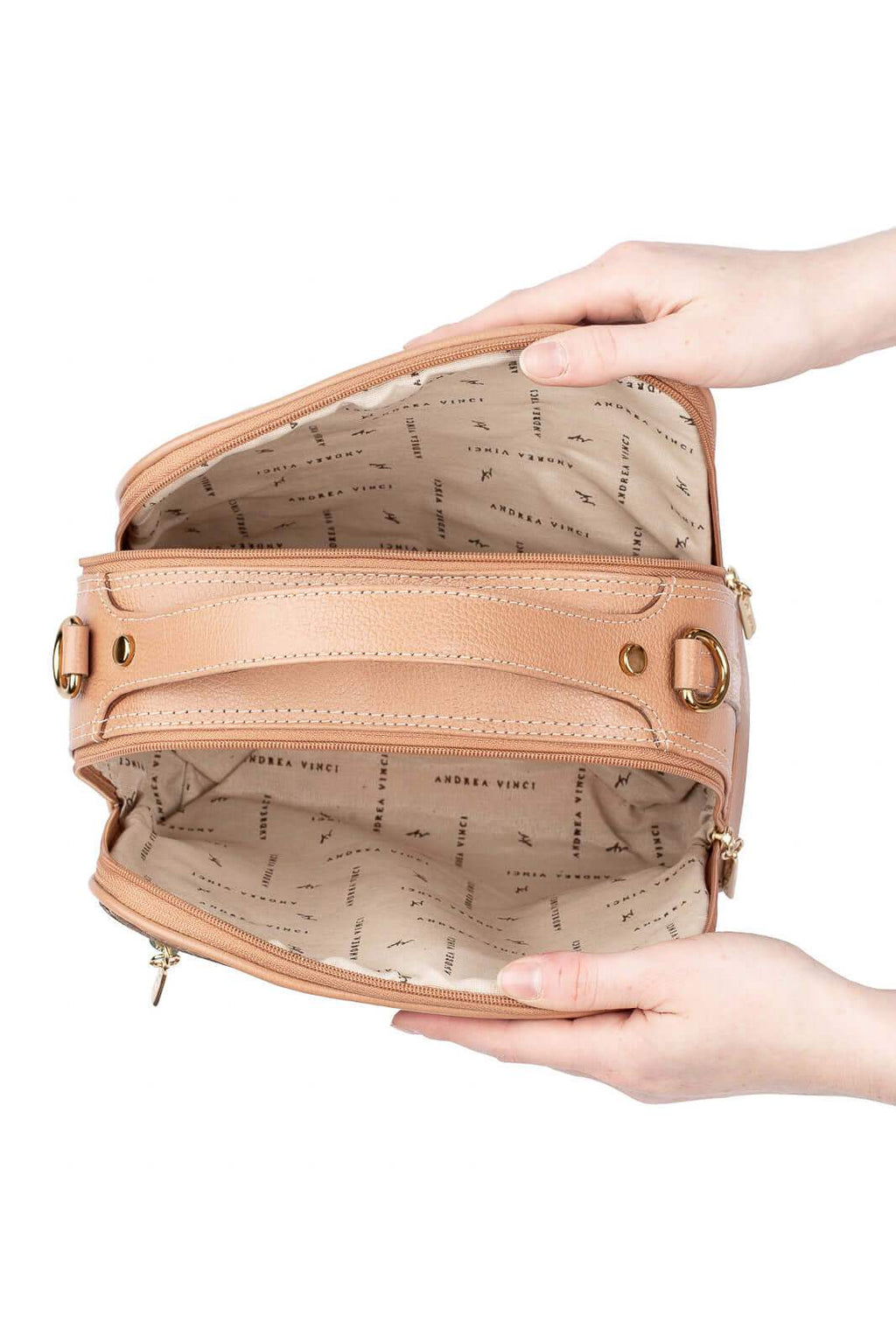 Bolsa baú pequena de couro liso Lara - Enluaze