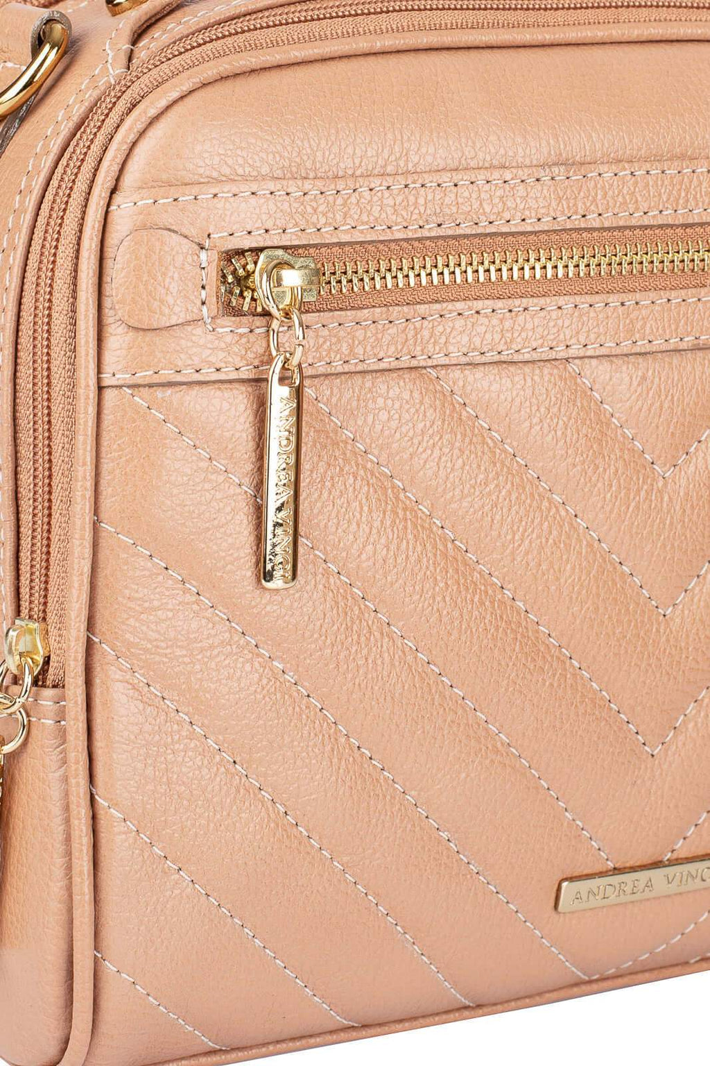 Bolsa baú pequena de couro liso Lara - Enluaze