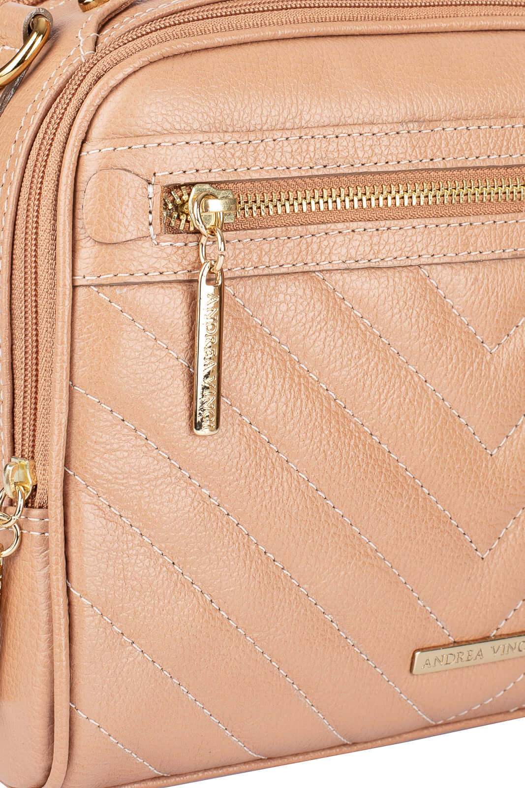 Bolsa baú pequena de couro liso Lara - Enluaze