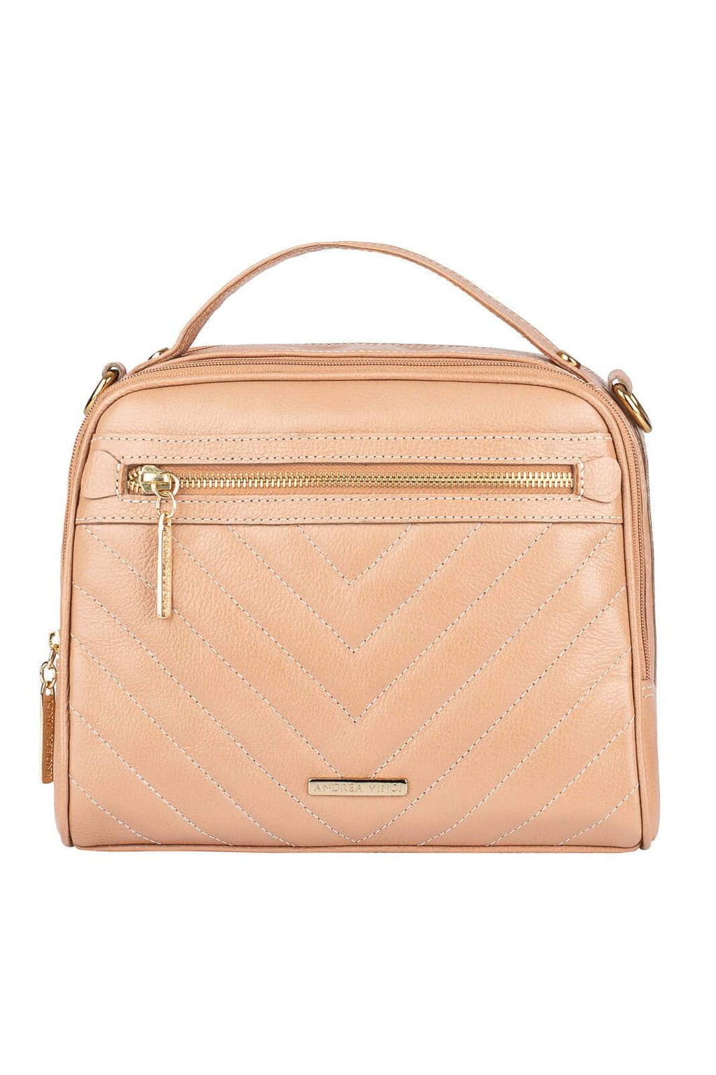 Bolsa baú pequena de couro liso Lara - Enluaze