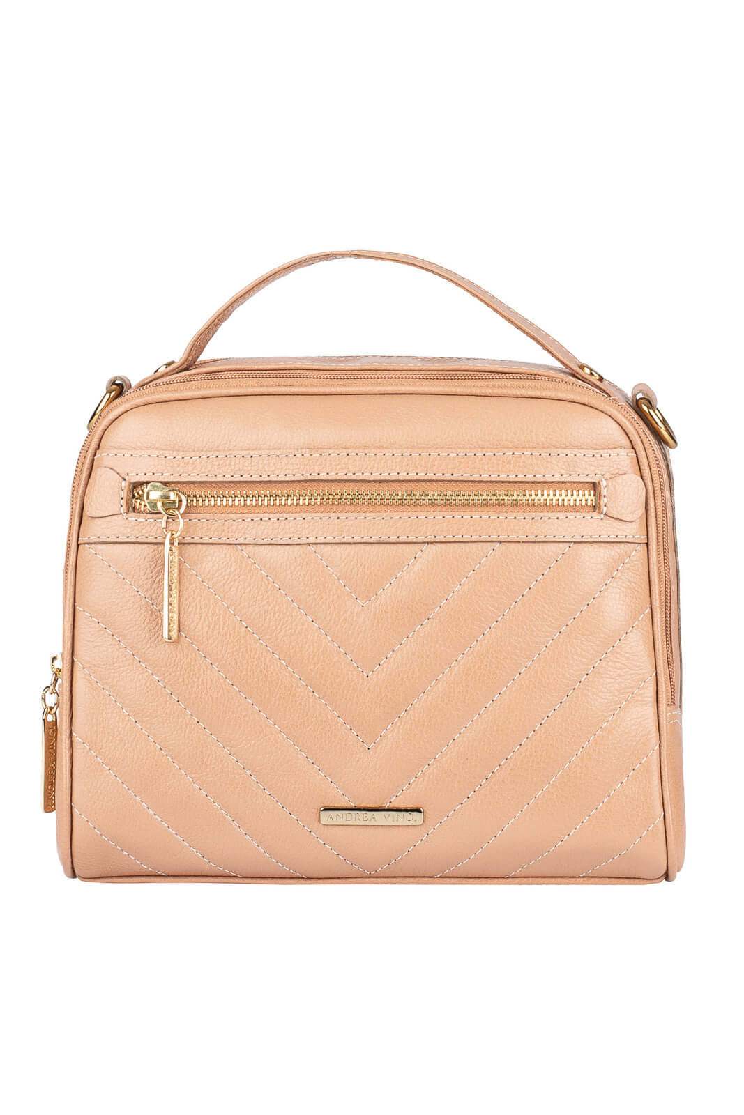 Bolsa baú pequena de couro liso Lara - Enluaze