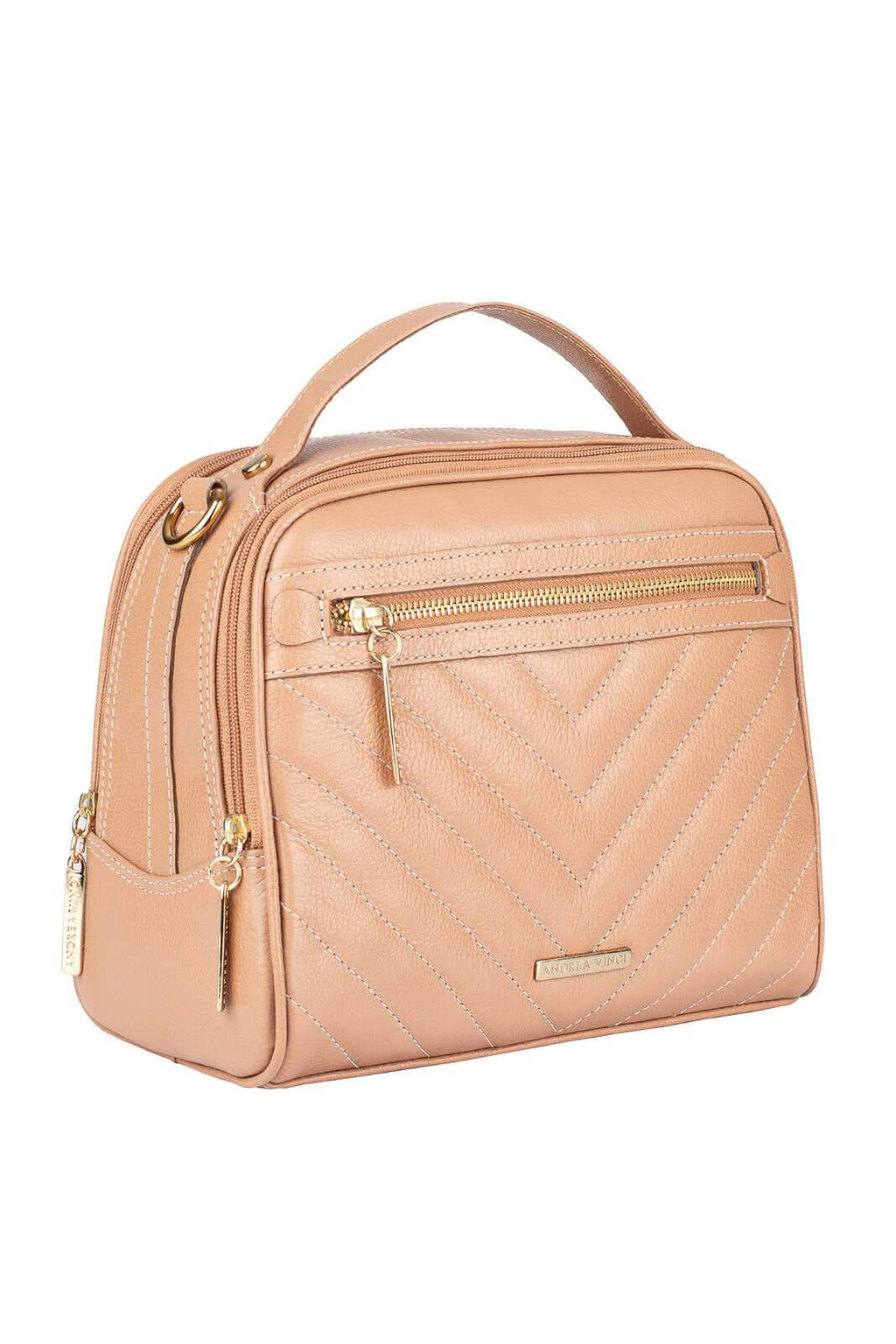 Bolsa baú pequena de couro liso Lara - Enluaze