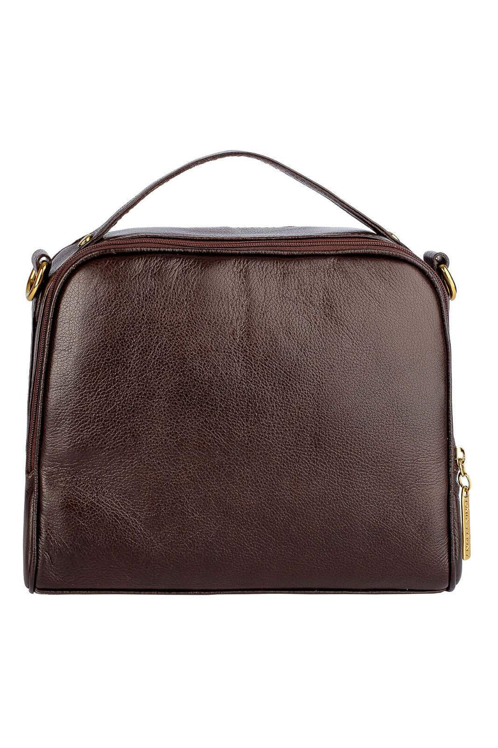 Bolsa baú pequena de couro liso Lara - Enluaze