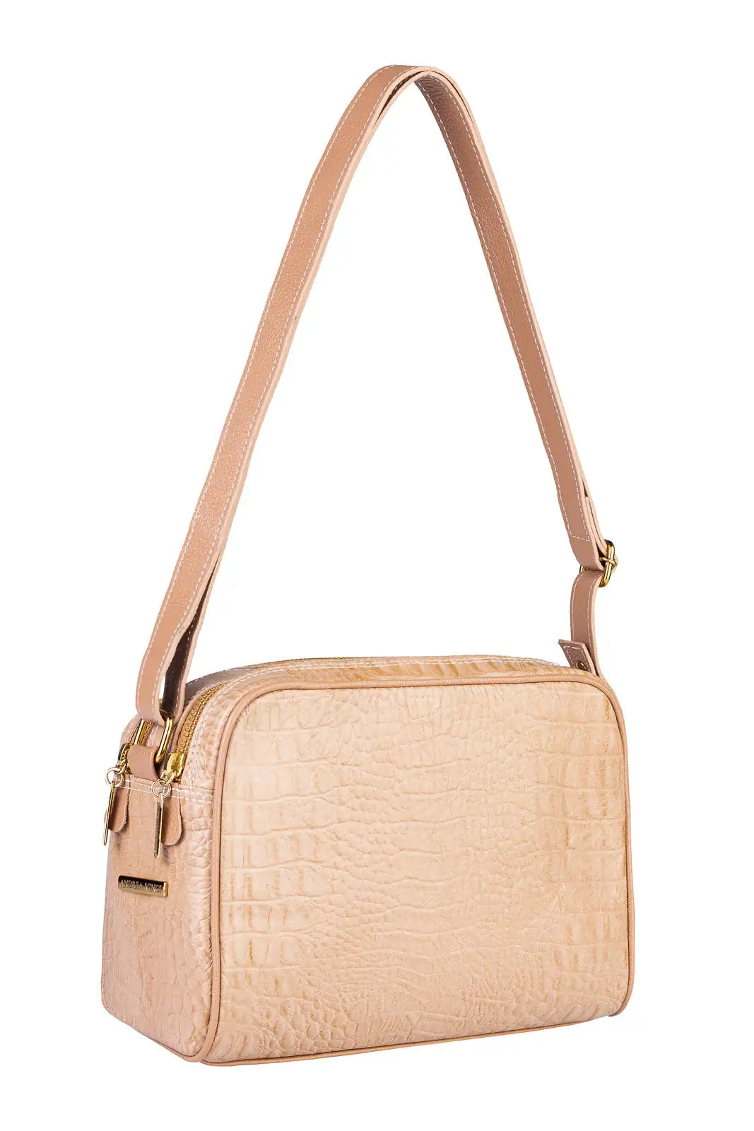 Bolsa quadrada de couro croco Daiana - Enluaze