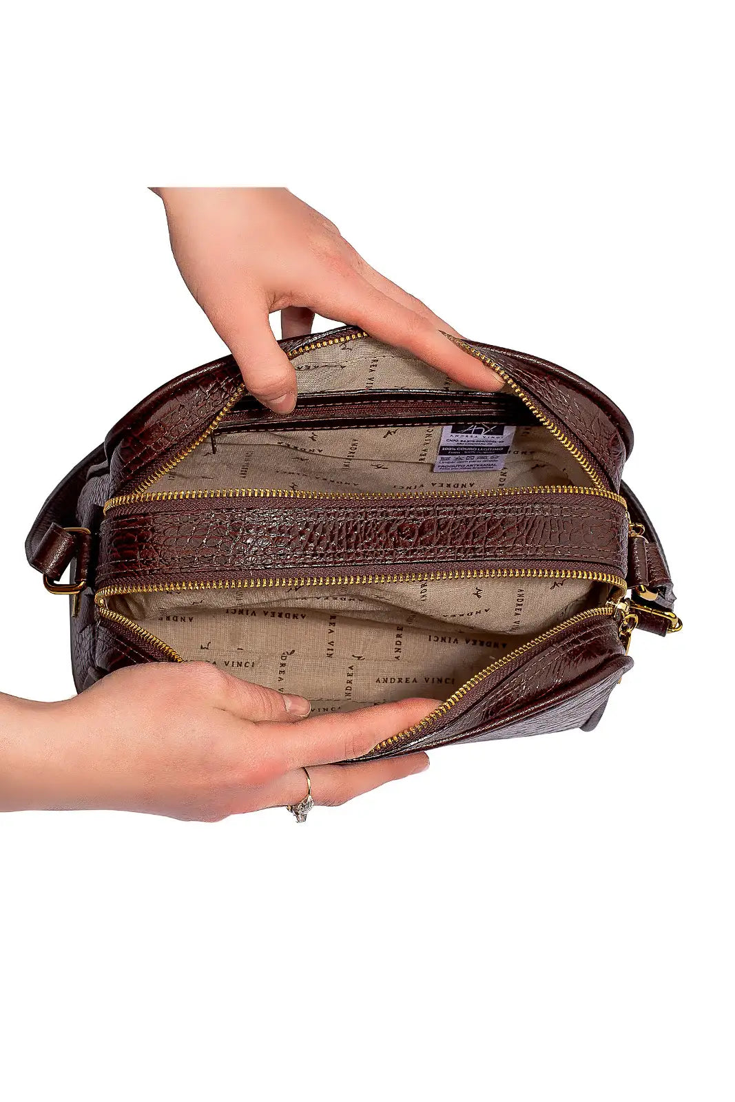 Bolsa quadrada de couro croco Daiana - Enluaze