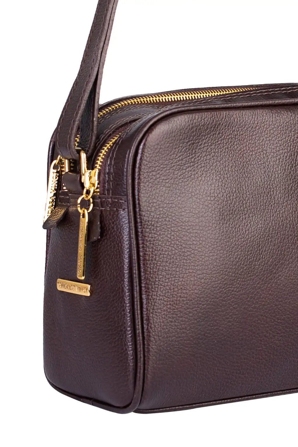 Bolsa quadrada de couro liso Daiana - Enluaze