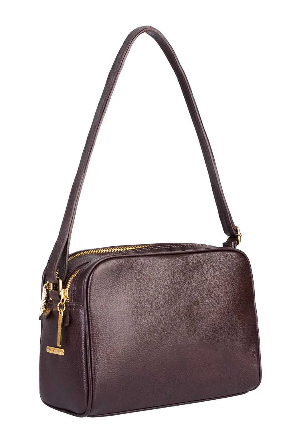 Bolsa quadrada de couro liso Daiana - Enluaze