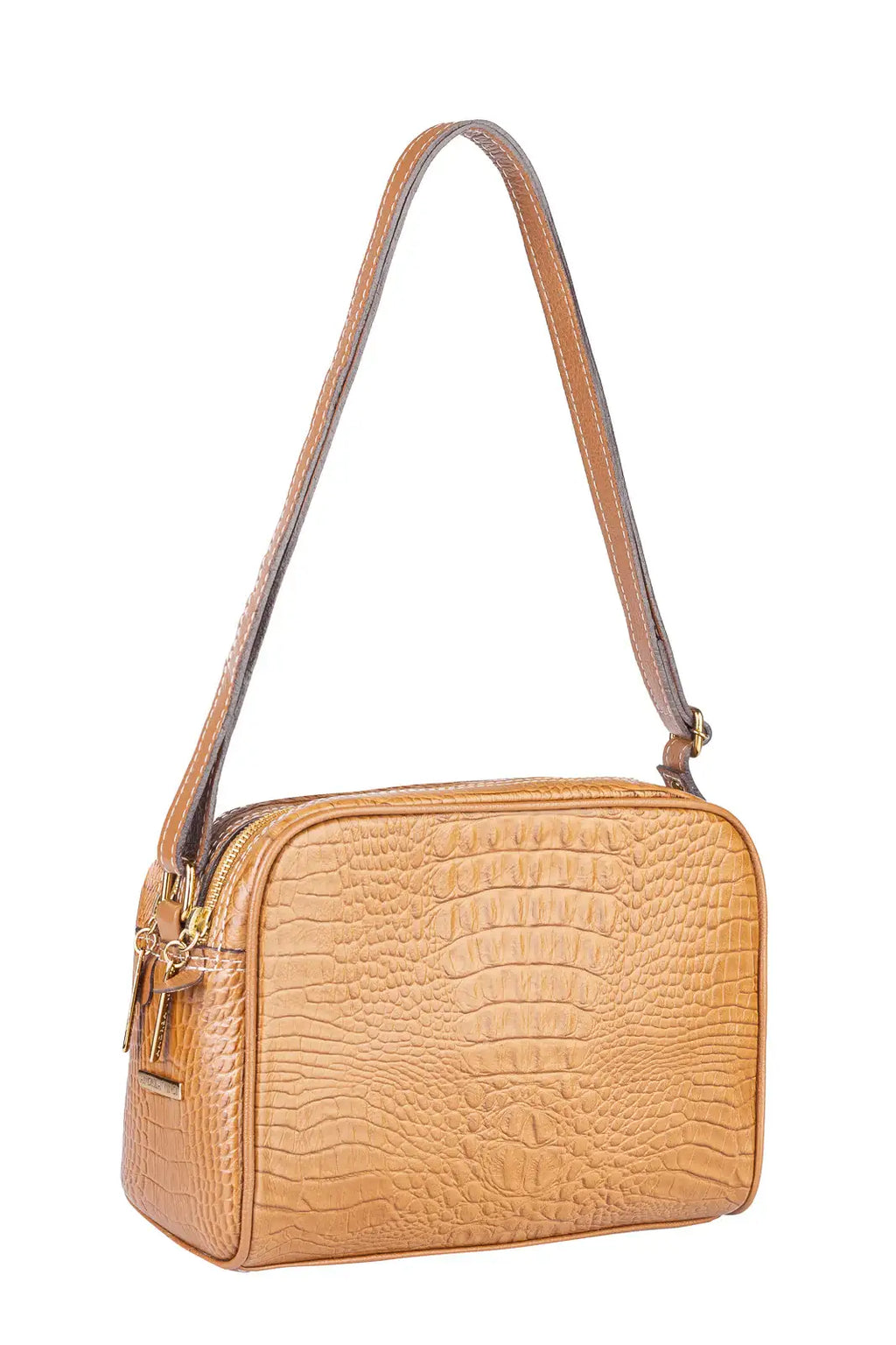 Bolsa quadrada de couro croco Daiana - Enluaze