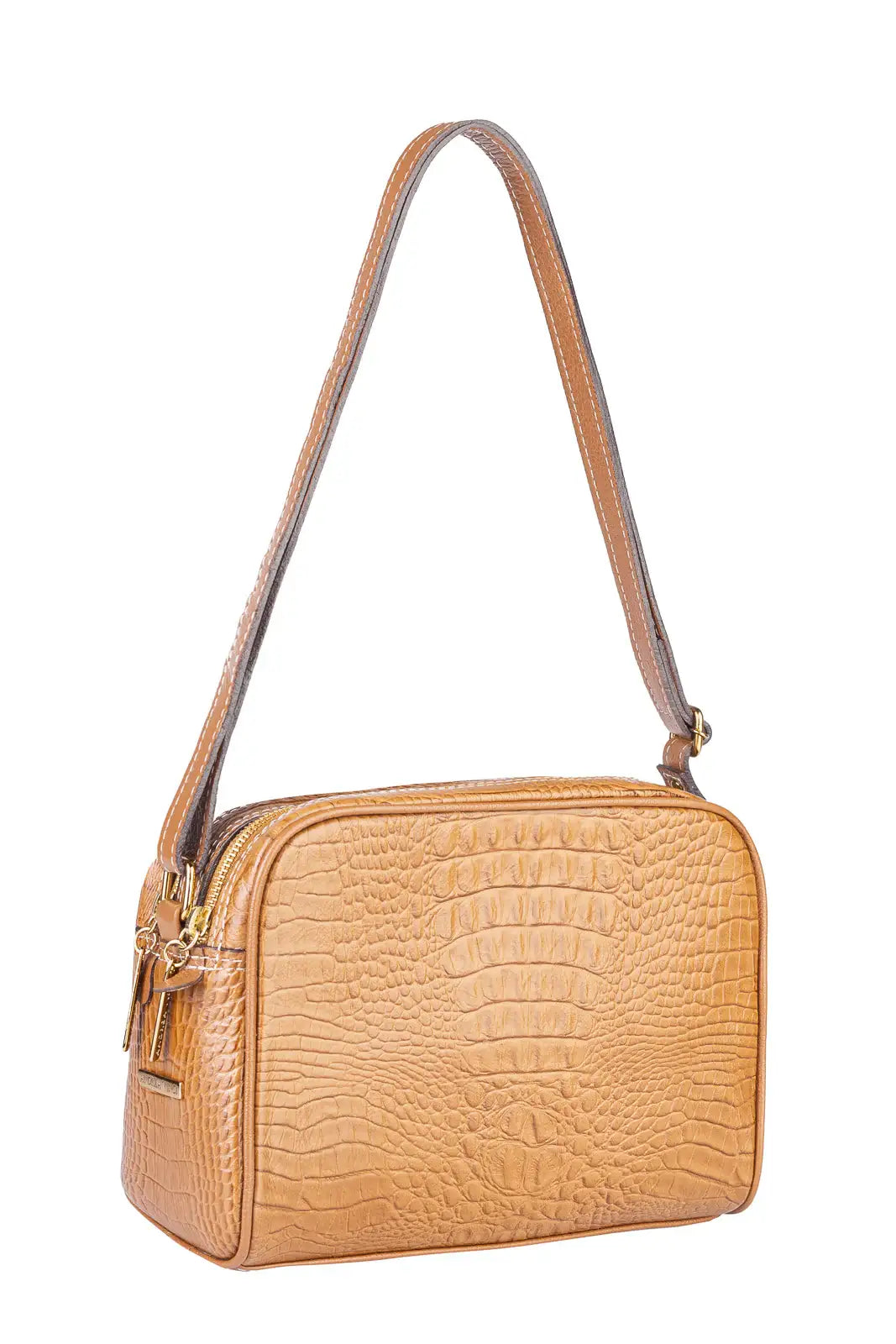 Bolsa quadrada de couro croco Daiana - Enluaze