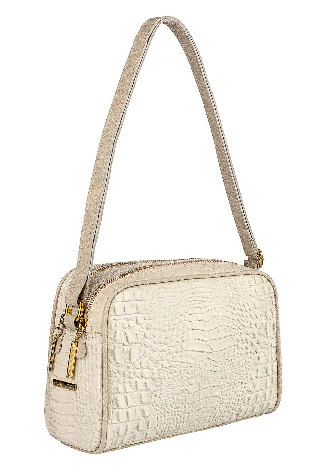 Bolsa quadrada de couro croco Daiana - Enluaze