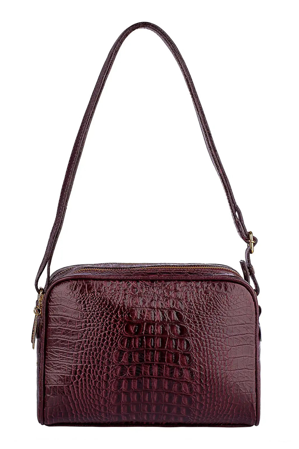 Bolsa quadrada de couro croco Daiana - Enluaze