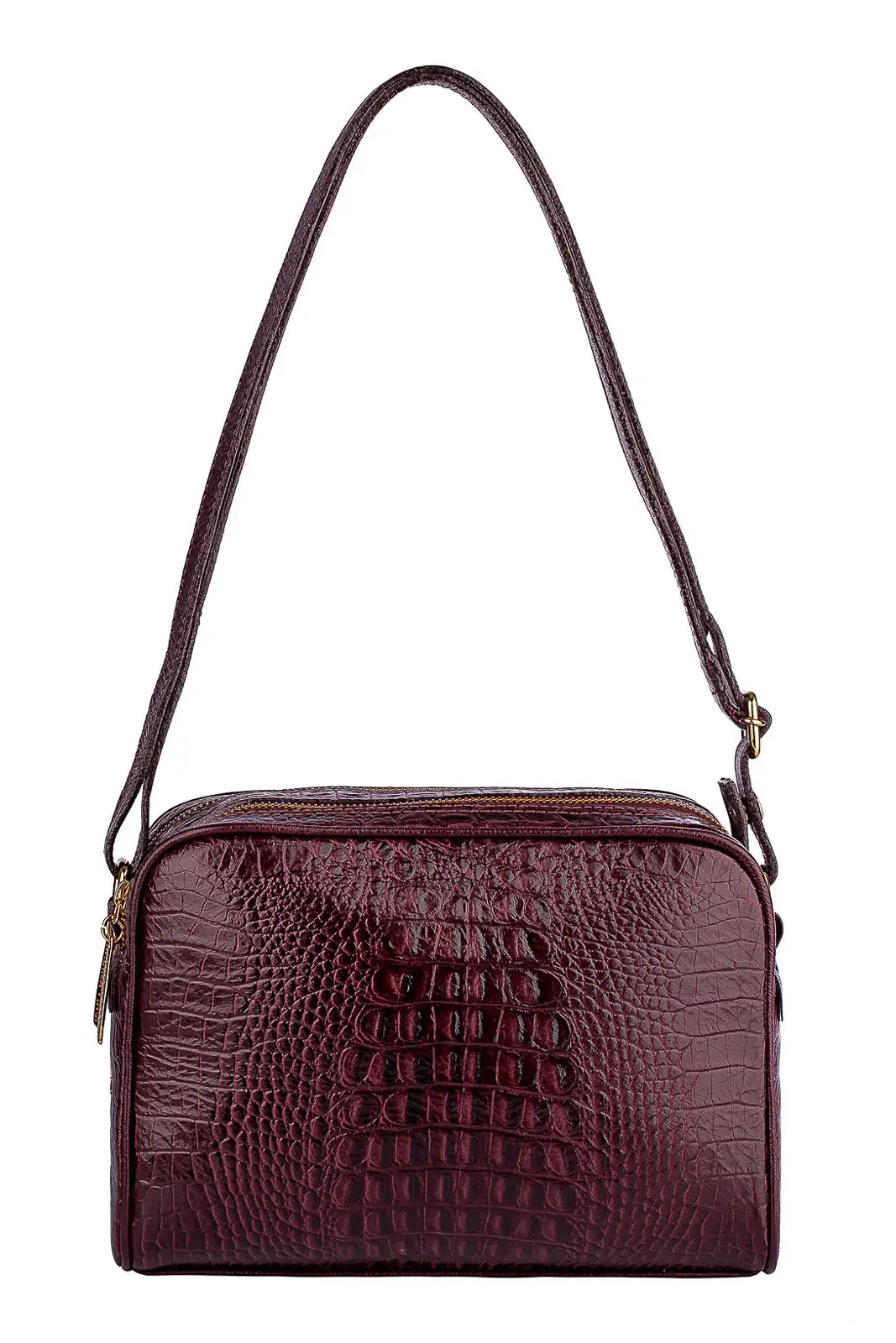 Bolsa quadrada de couro croco Daiana - Enluaze