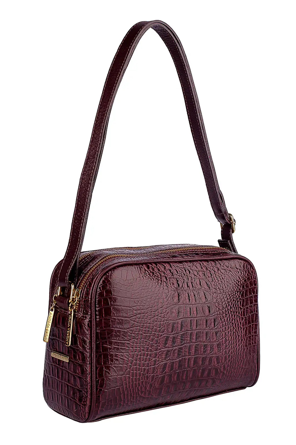 Bolsa quadrada de couro croco Daiana - Enluaze