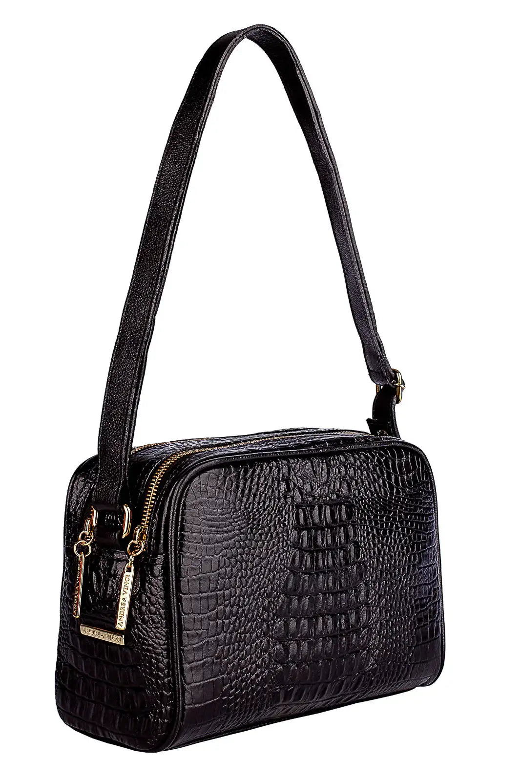 Bolsa quadrada de couro croco Daiana - Enluaze