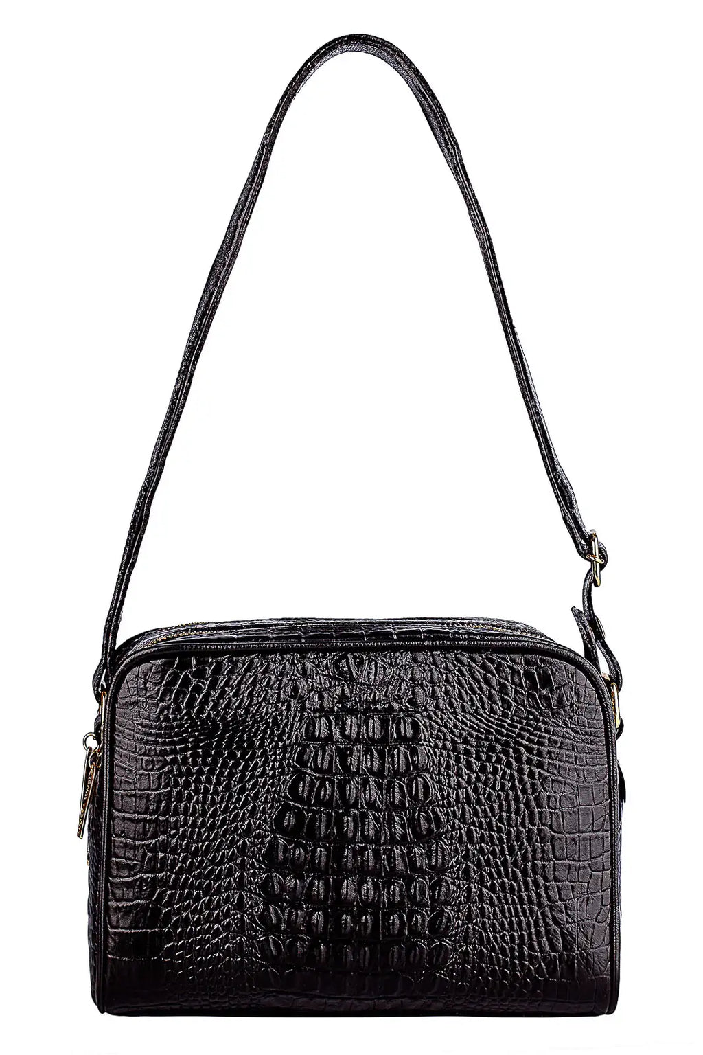 Bolsa quadrada de couro croco Daiana - Enluaze