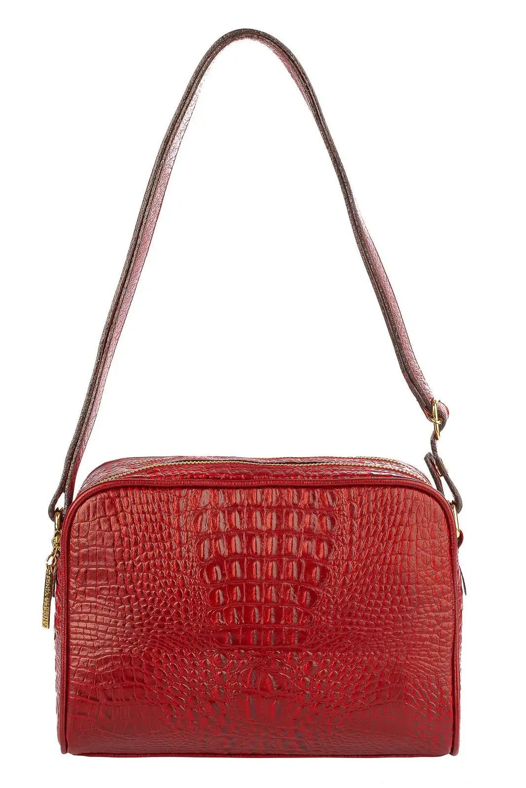 Bolsa quadrada de couro croco Daiana - Enluaze