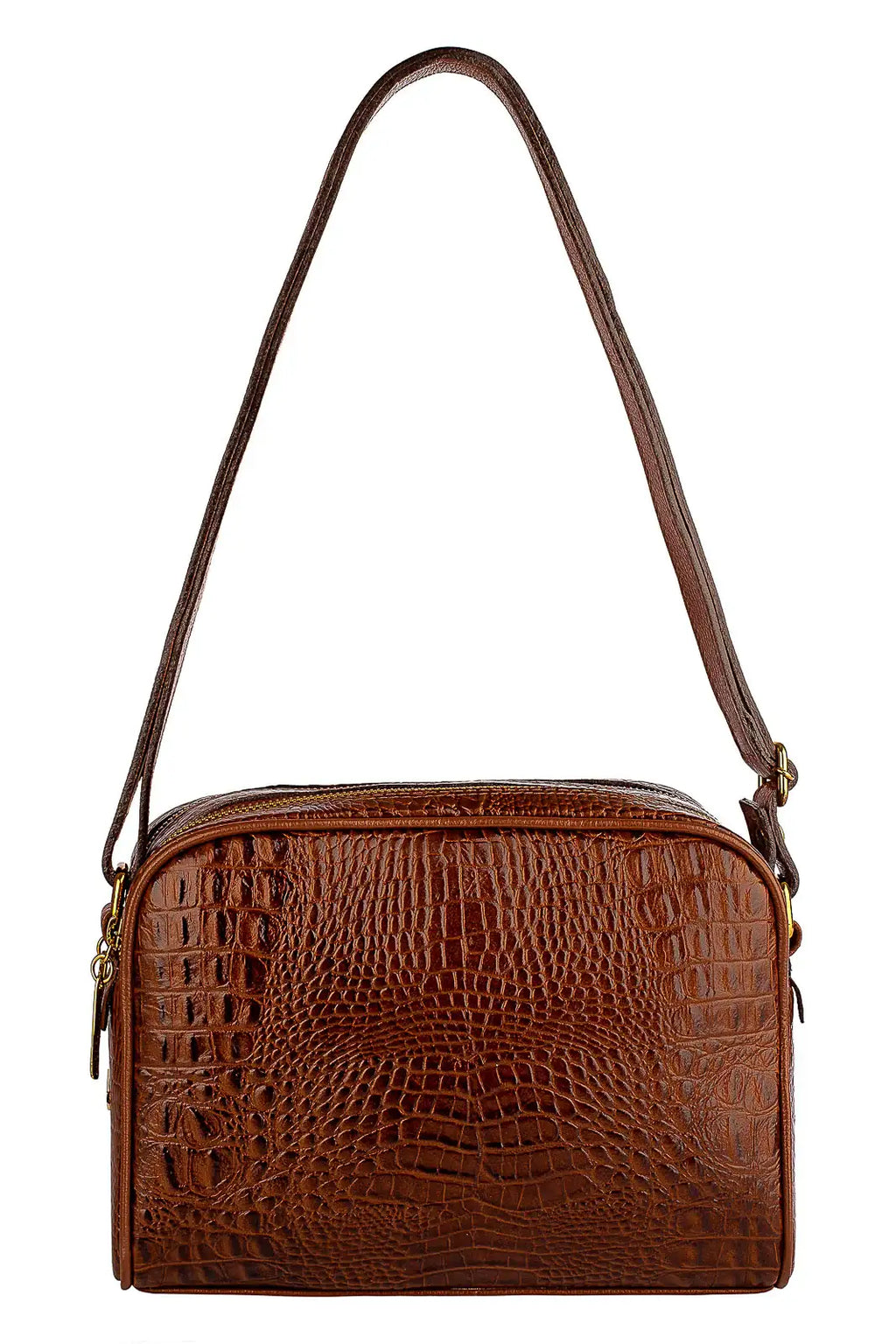 Bolsa quadrada de couro croco Daiana - Enluaze