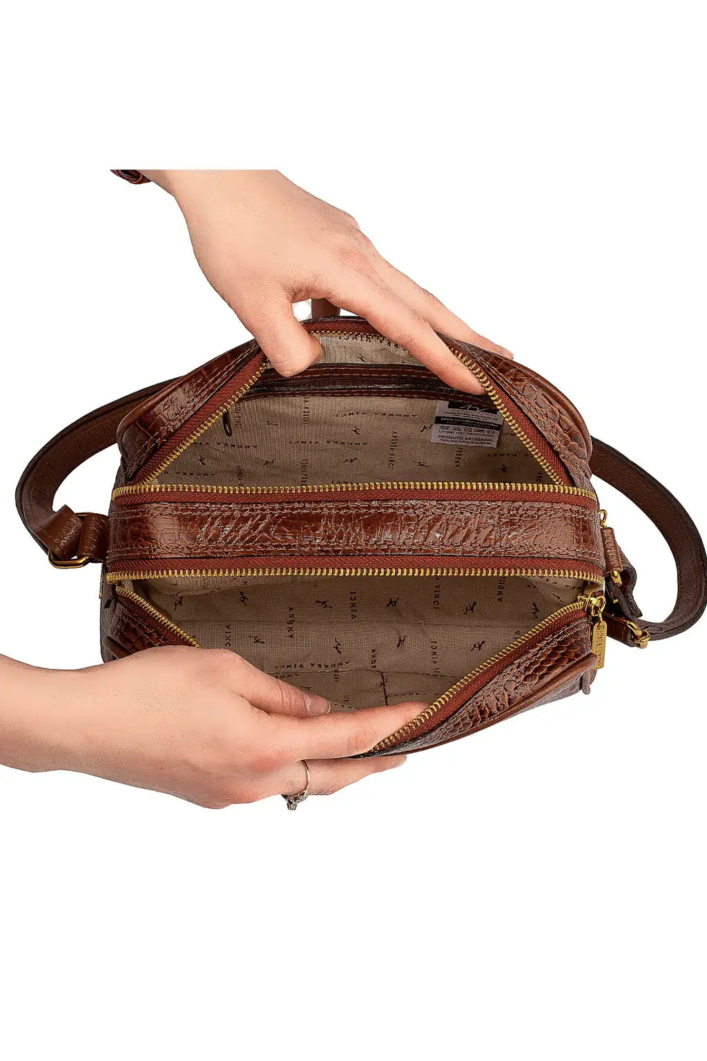 Bolsa quadrada de couro croco Daiana - Enluaze