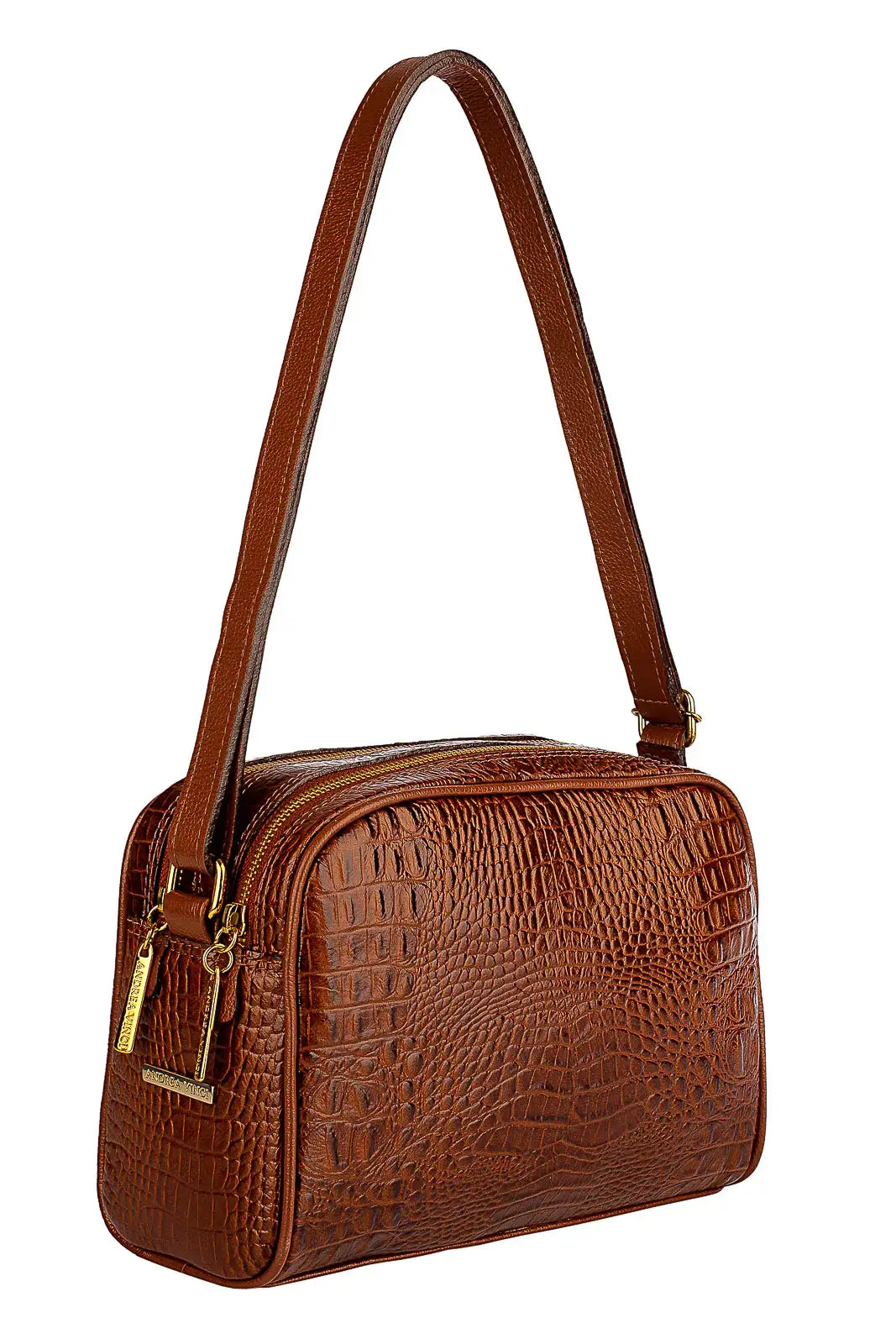 Bolsa quadrada de couro croco Daiana - Enluaze