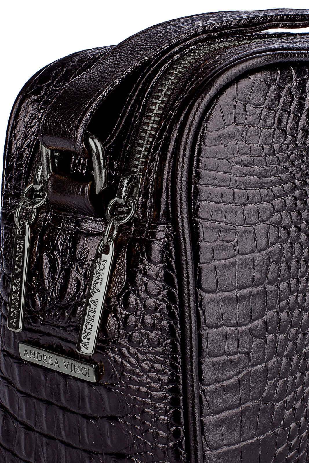 Bolsa quadrada de couro croco metais grafite Daiana - Enluaze