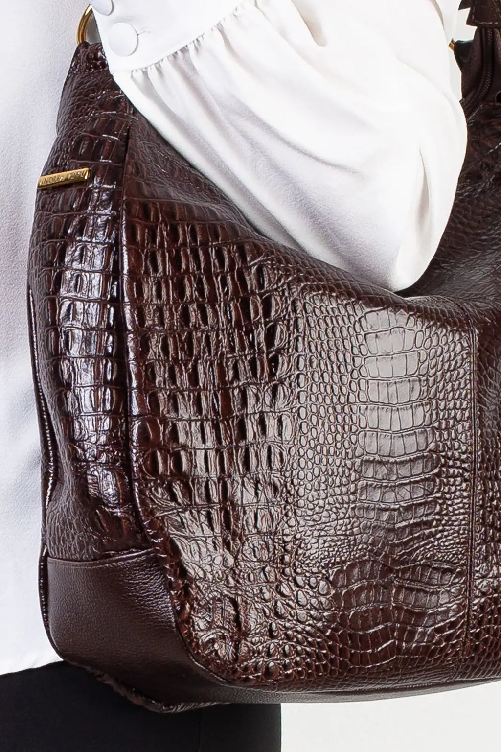 Bolsa saco grande de couro croco Carla - Enluaze