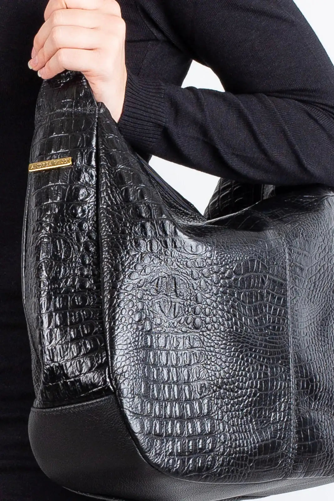 Bolsa saco grande de couro croco Carla - Enluaze