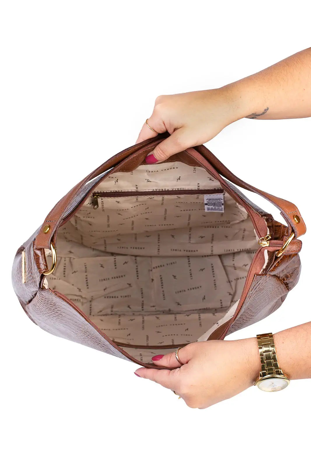 Bolsa saco grande de couro croco Carla - Enluaze