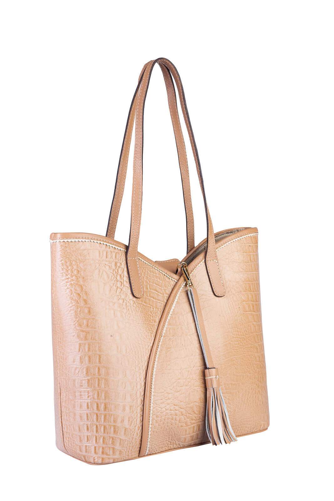 Bolsa grande de couro croco Rachel - Enluaze