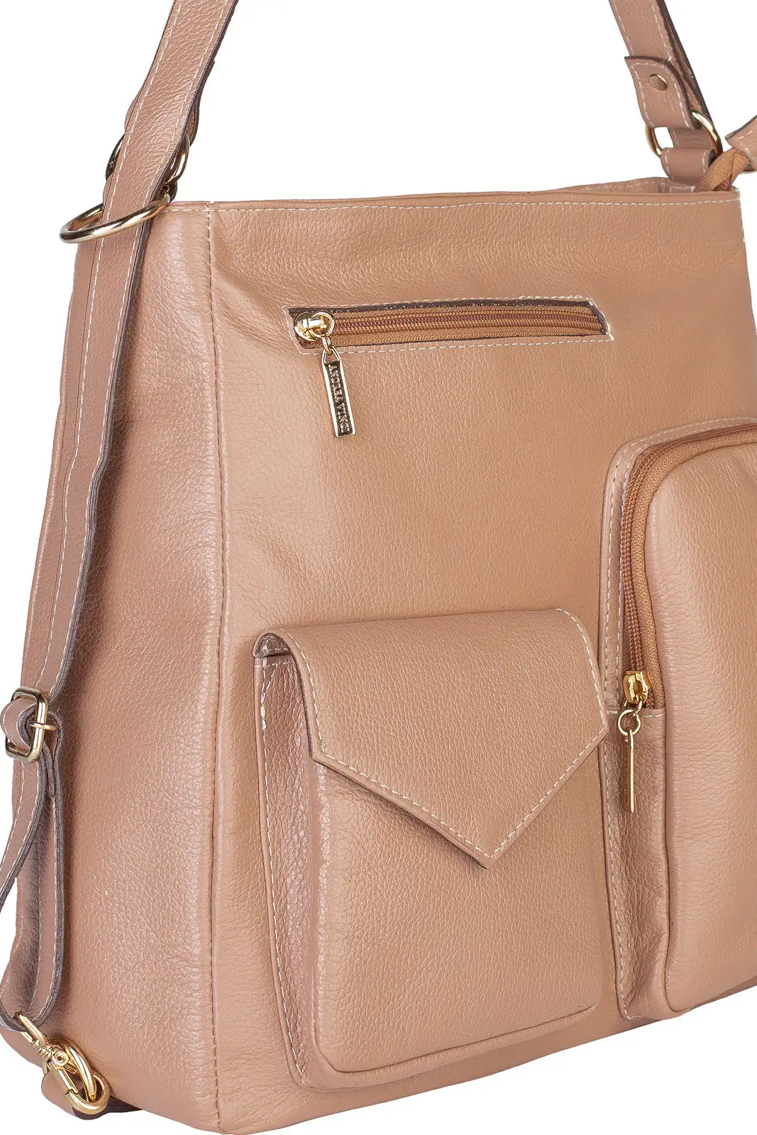 Bolsa mochila de couro liso Érica - Enluaze