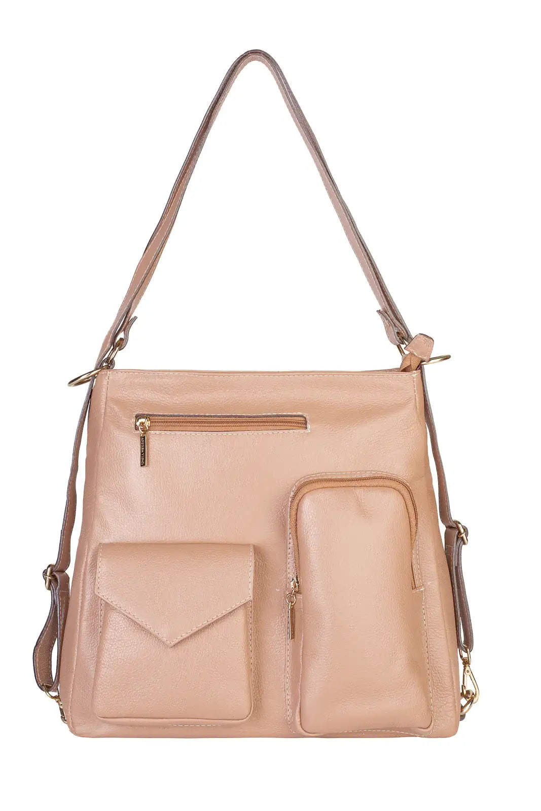 Bolsa mochila de couro liso Érica - Enluaze