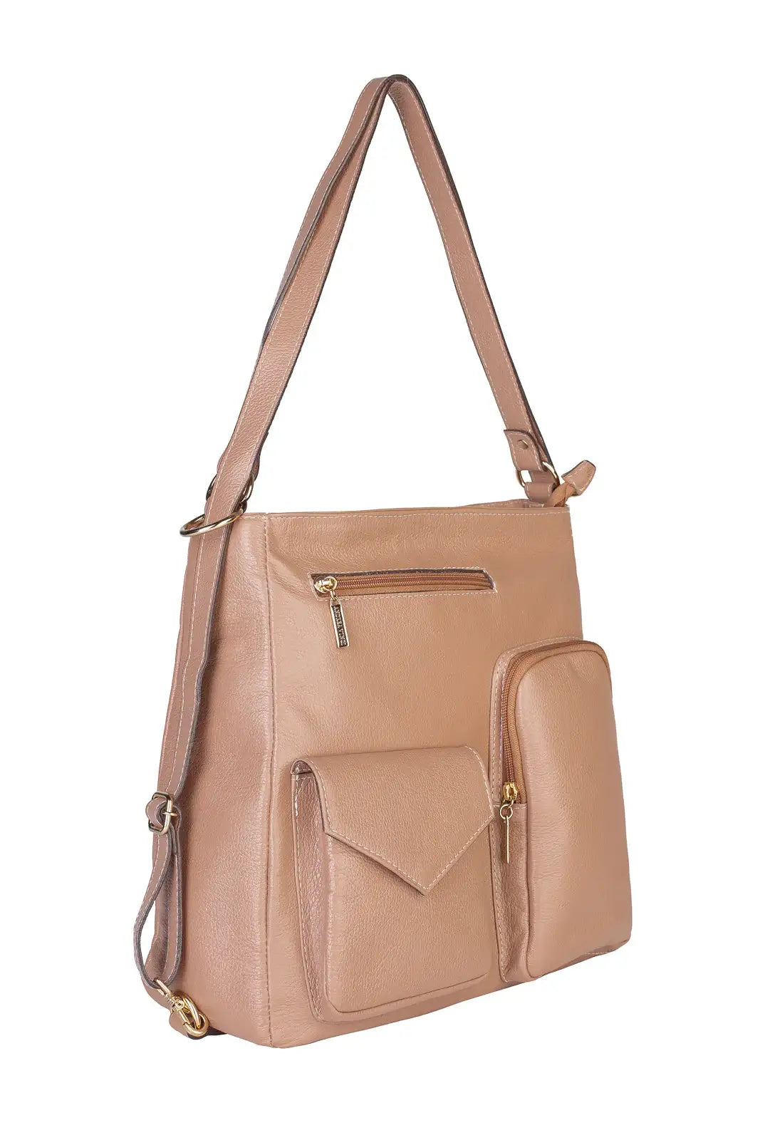 Bolsa mochila de couro liso Érica - Enluaze