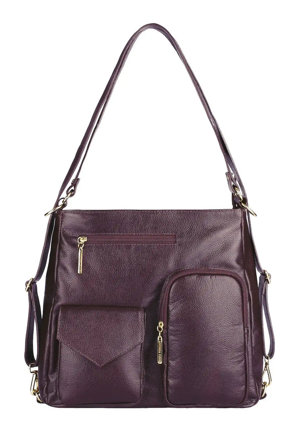 Bolsa mochila de couro liso Érica - Enluaze