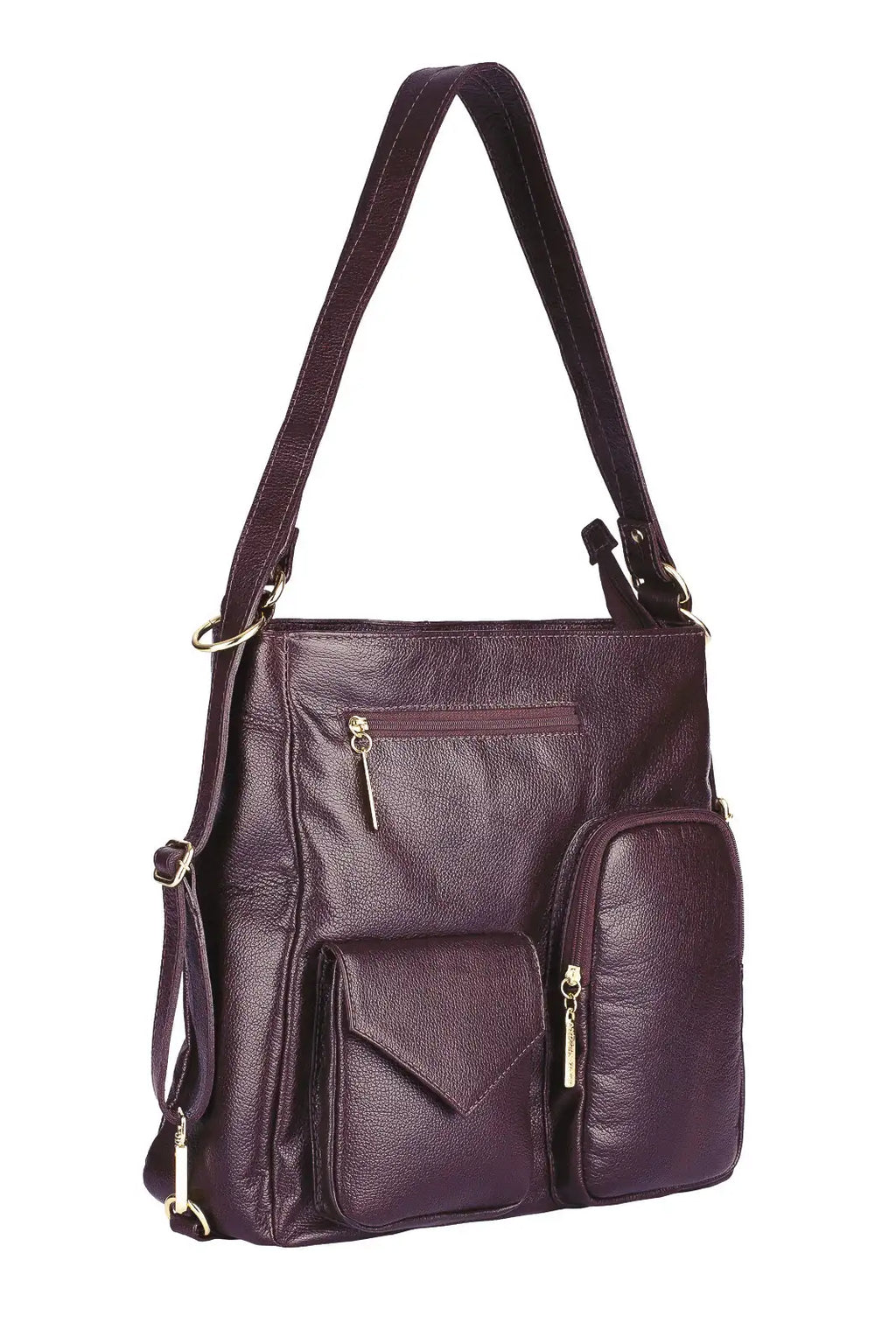 Bolsa mochila de couro liso Érica - Enluaze