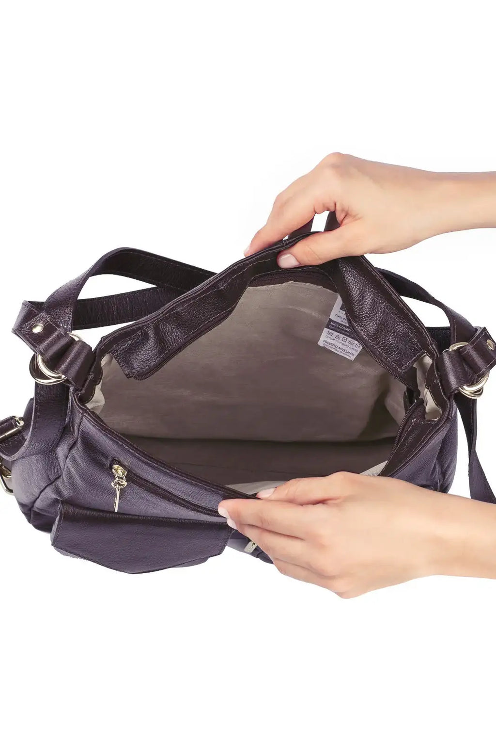 Bolsa mochila de couro liso Érica - Enluaze