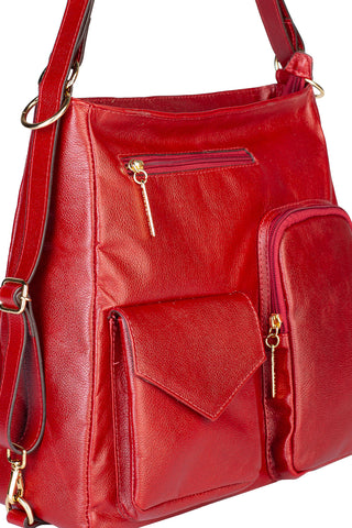 Bolsa mochila de couro liso Érica