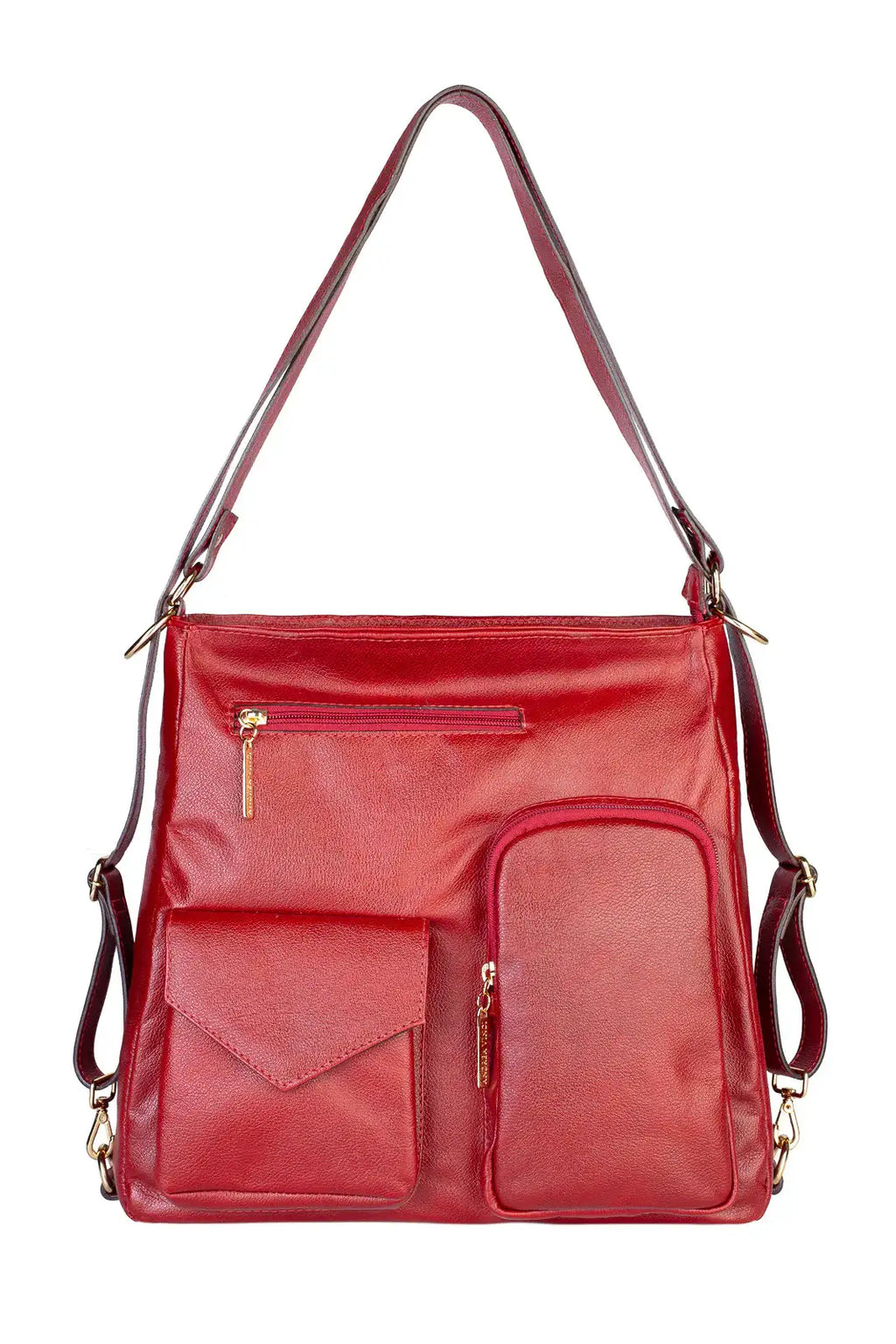 Bolsa mochila de couro liso Érica - Enluaze