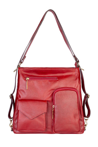 Bolsa mochila de couro liso Érica