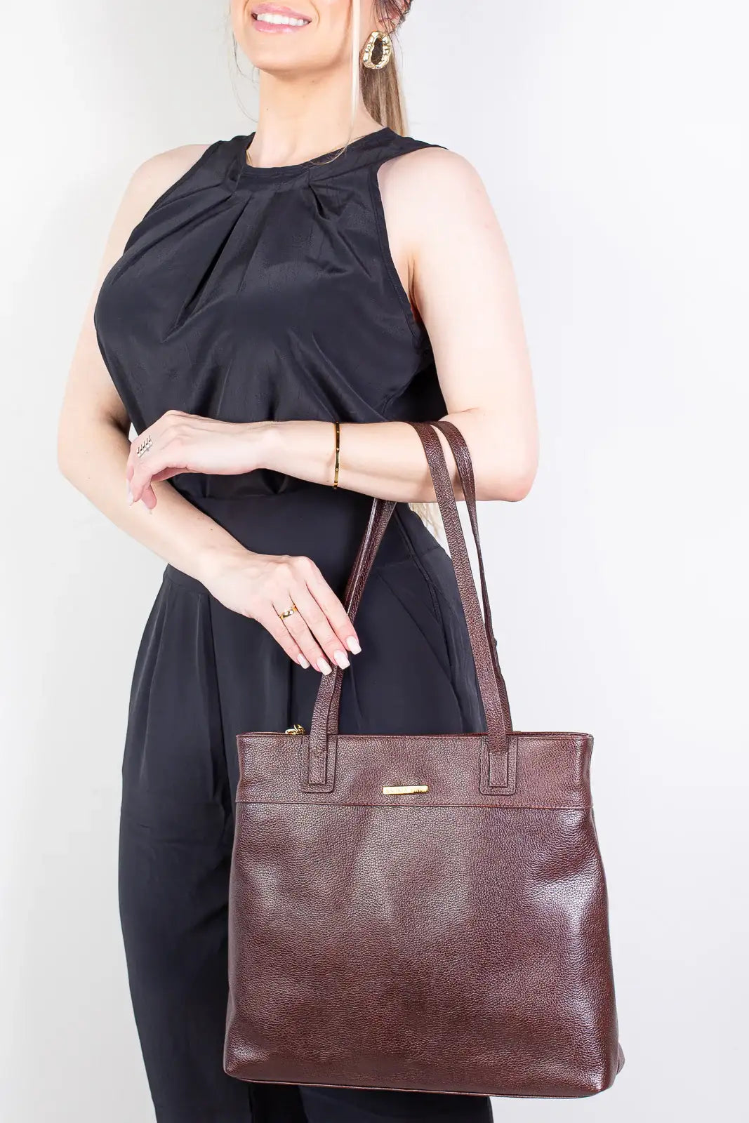 Bolsa de couro liso Abigail - Enluaze