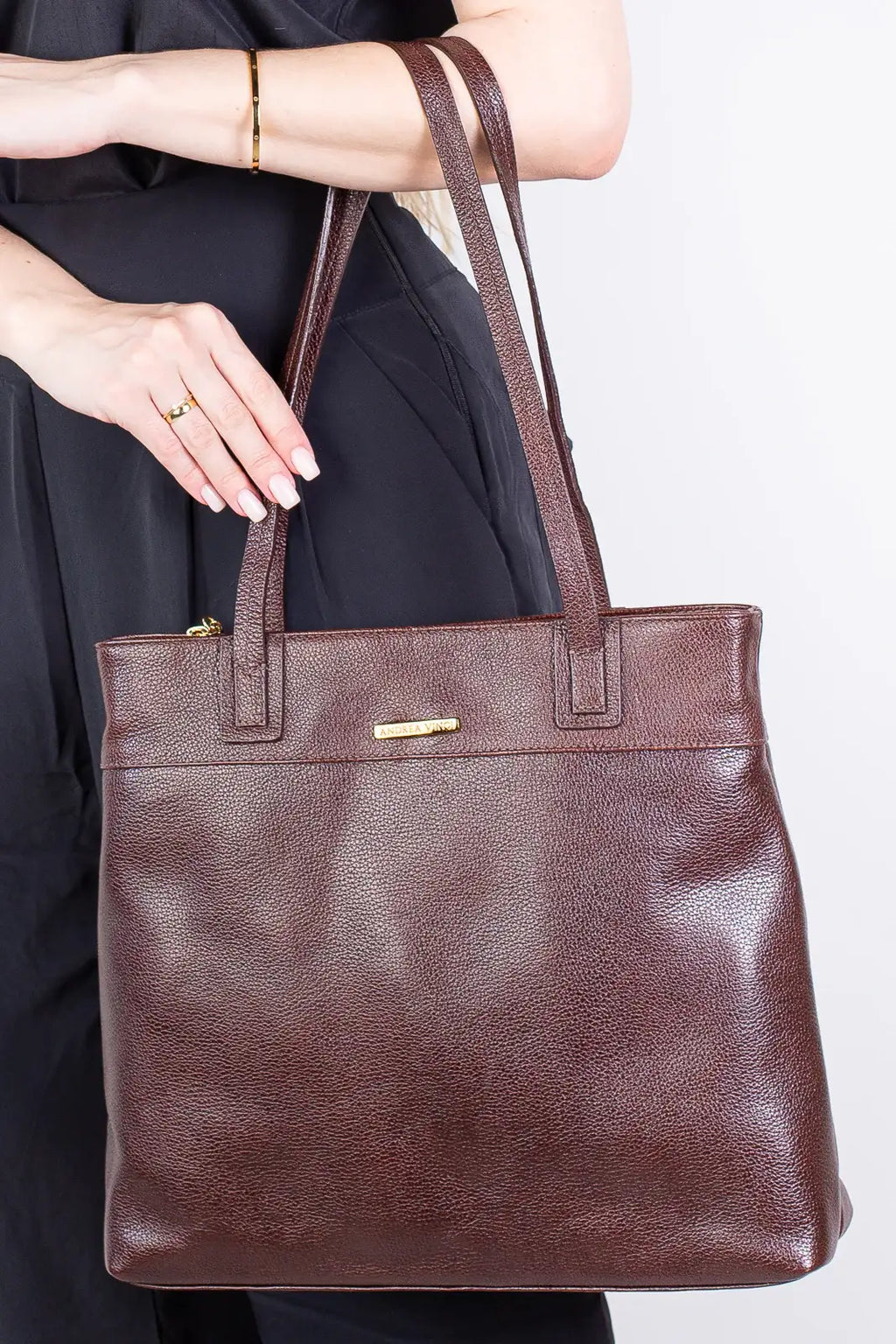 Bolsa de couro liso Abigail - Enluaze