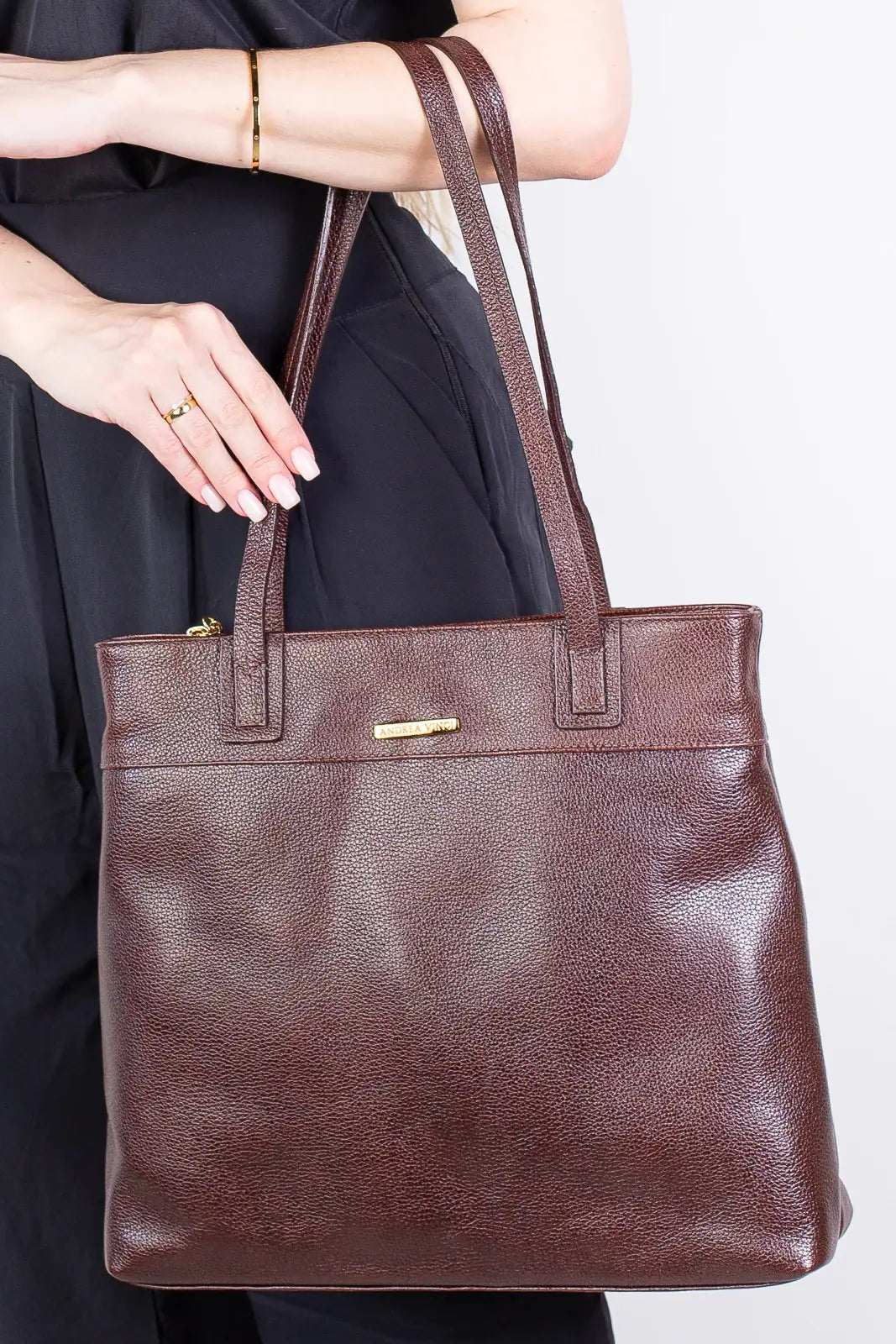 Bolsa de couro liso Abigail - Enluaze