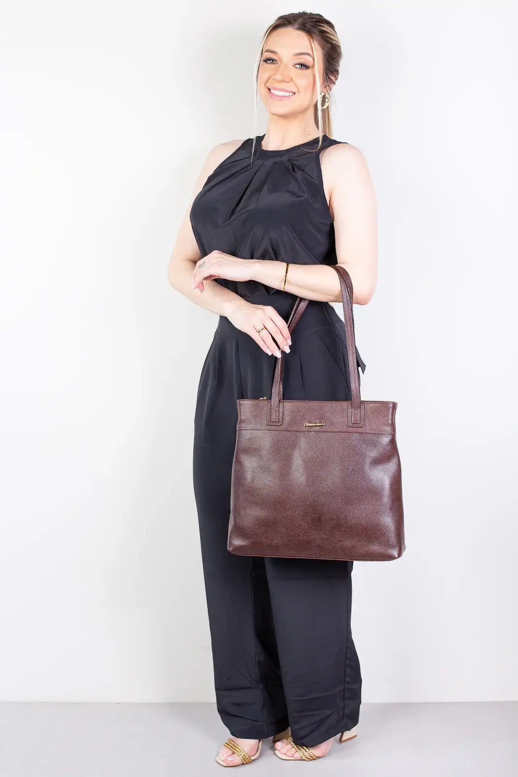 Bolsa de couro liso Abigail - Enluaze