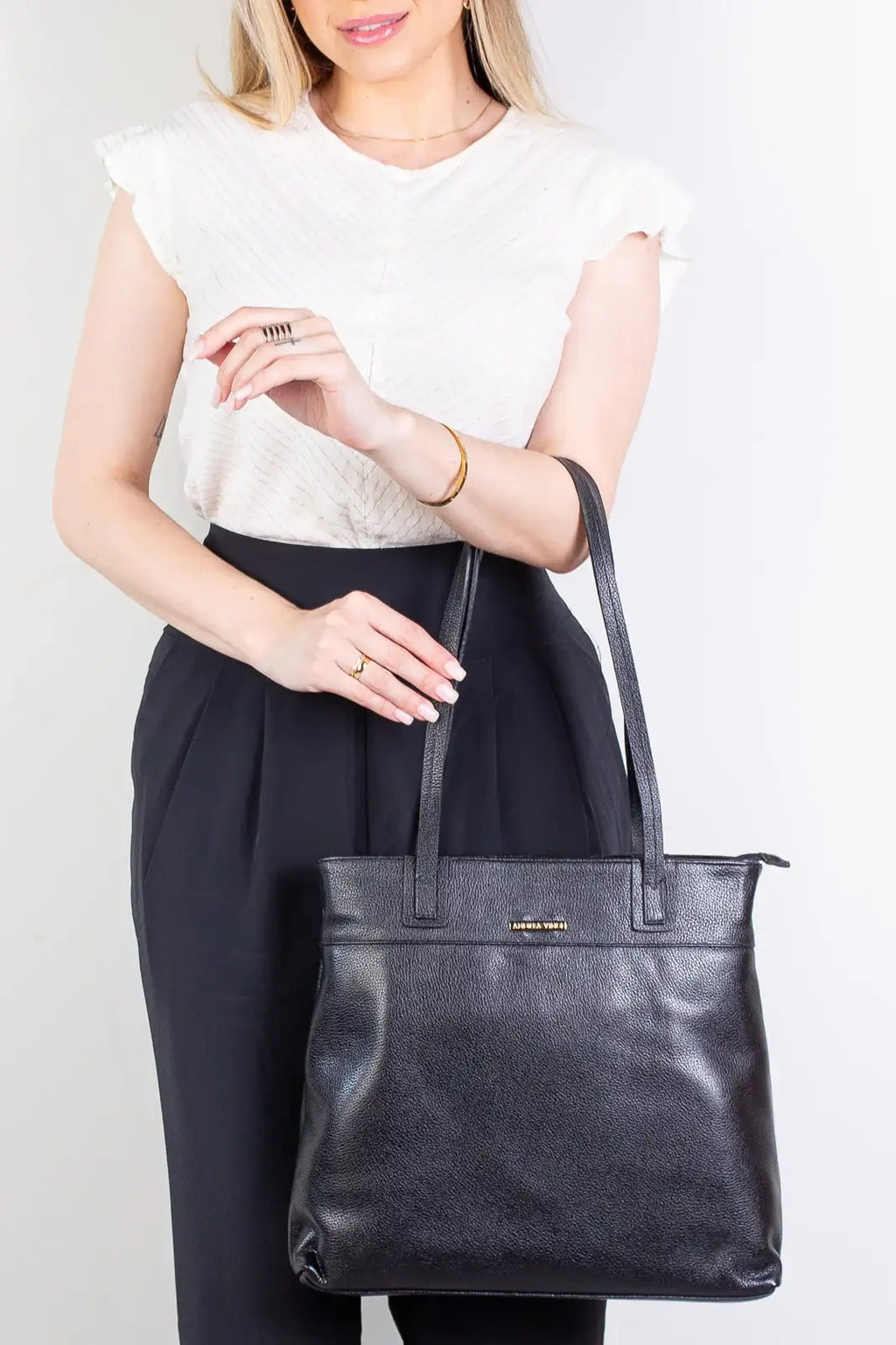 Bolsa de couro liso Abigail - Enluaze