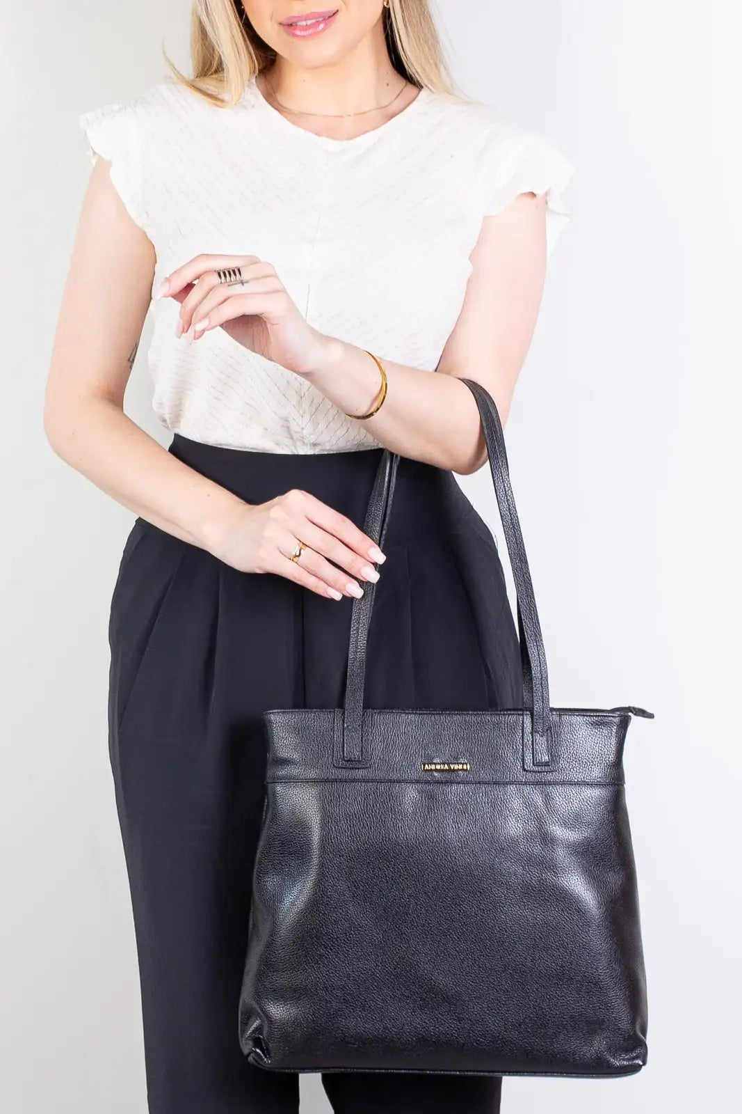 Bolsa de couro liso Abigail - Enluaze