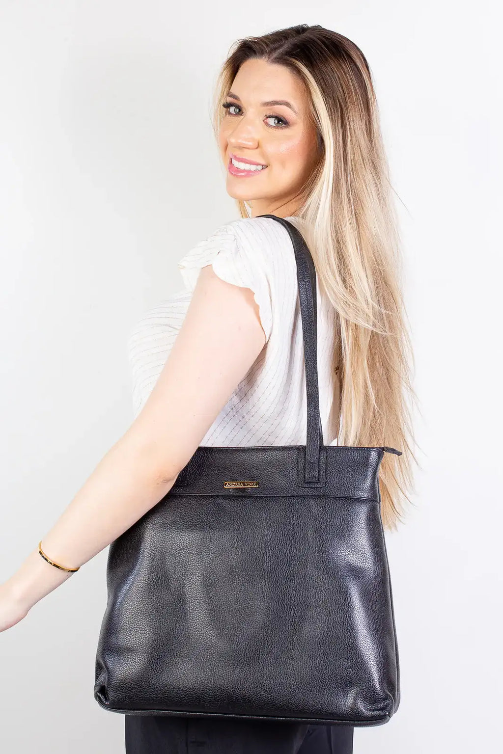 Bolsa de couro liso Abigail - Enluaze