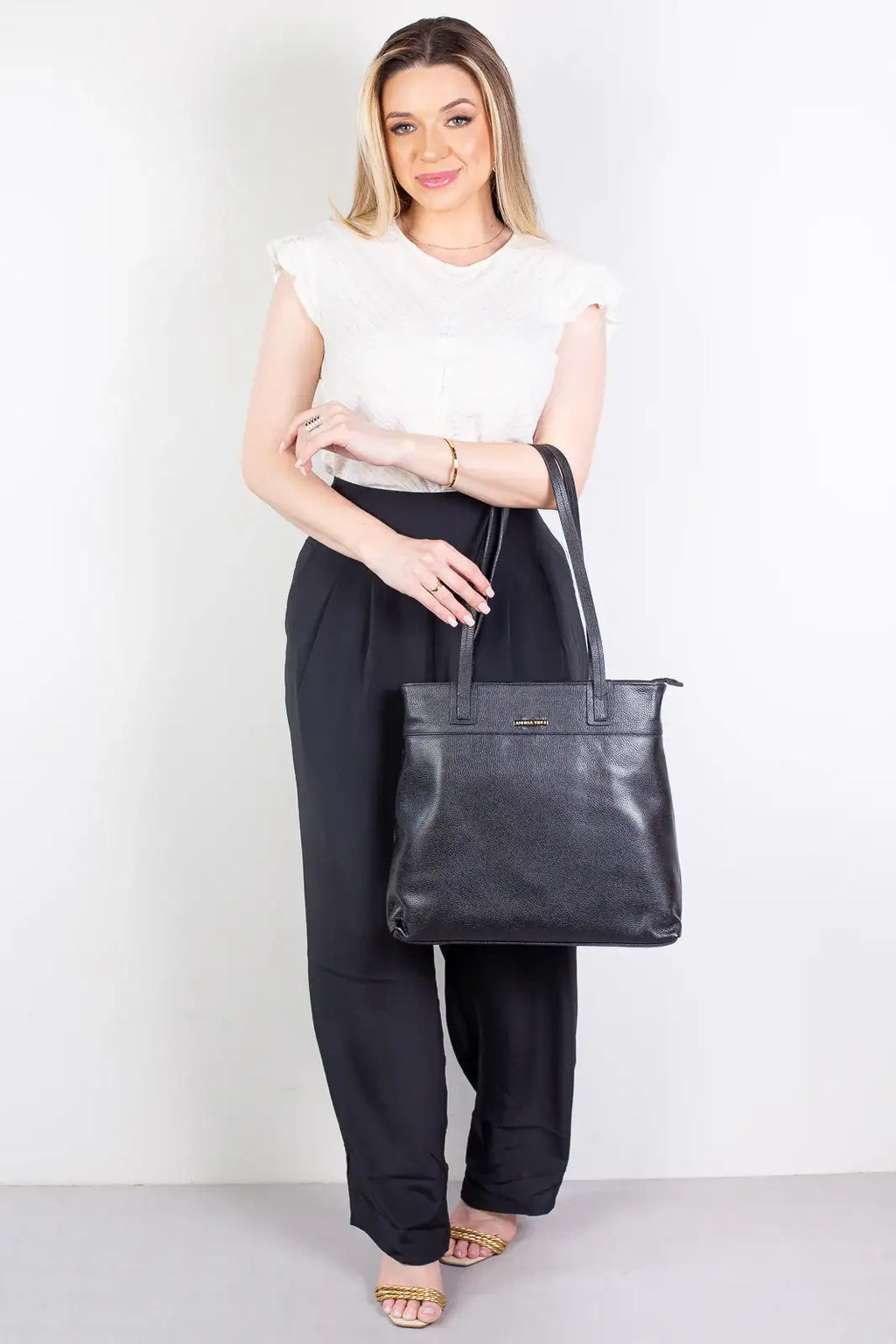 Bolsa de couro liso Abigail - Enluaze